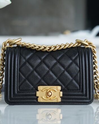 Chanel Black Italian Imported Calfskin Mini Boy Chanel Handbag