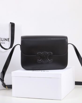 celine 199223 black teen bag cuir triomphe in shiny calfskin