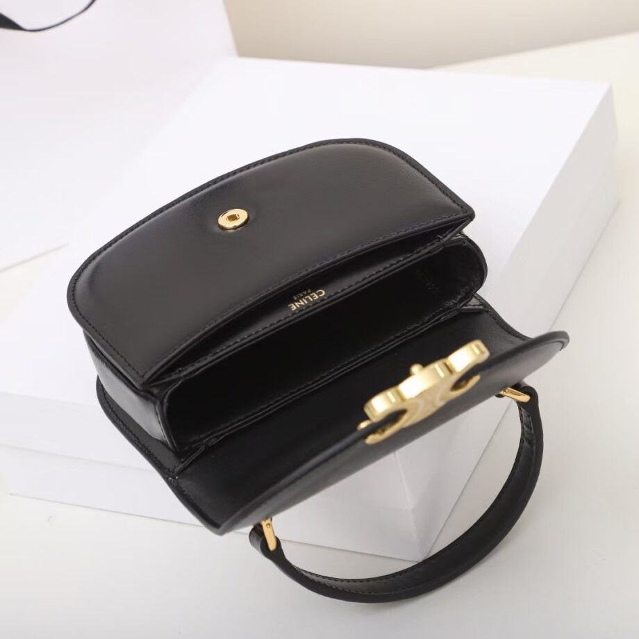 celine 10l063 black mini besace triomphe saddle bag