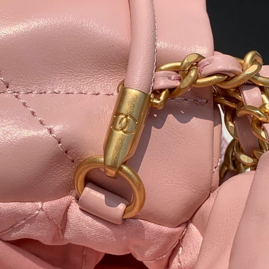 Chanel AS3980 Mini Light Pink Shiny Calfskin & Gold-Tone Metal Chanel 22 Mini Handbag