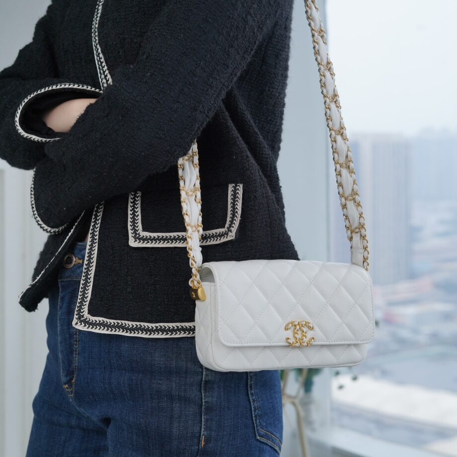 Chanel 19 White Baguette Bag