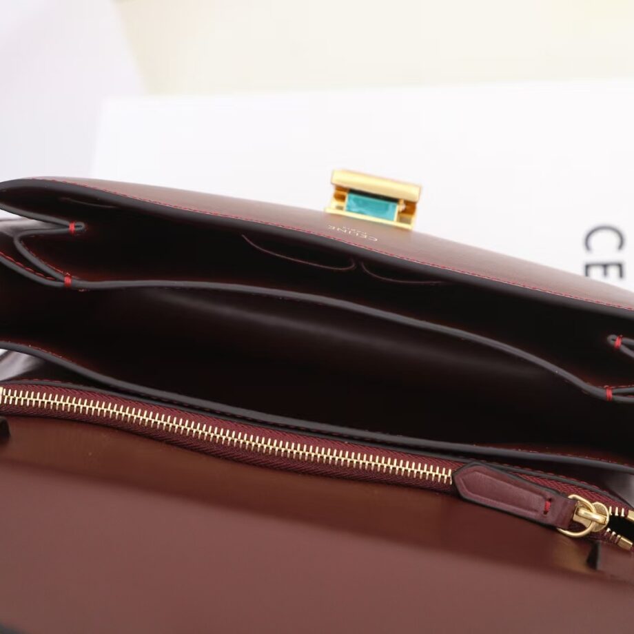 celine 189173 dark red tea classic bag in box calfskin