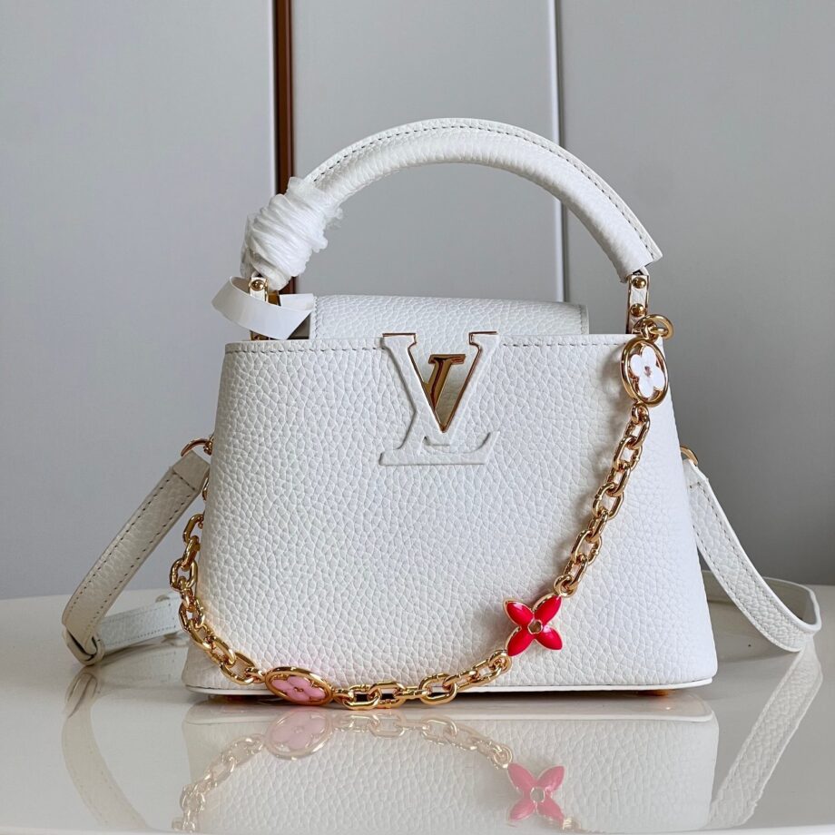 Louis Vuitton M22375 White Capucines Mini Handbag