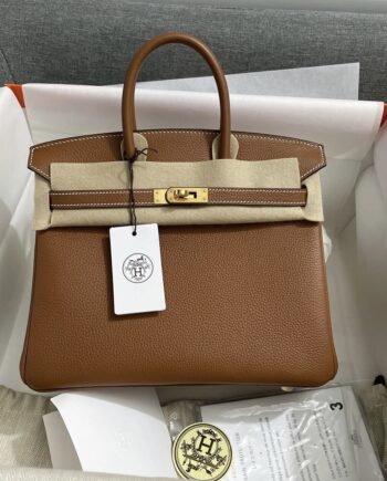 HermèS Birkin 25 Brown Togo Leather Hand-Stitched Birkin 25