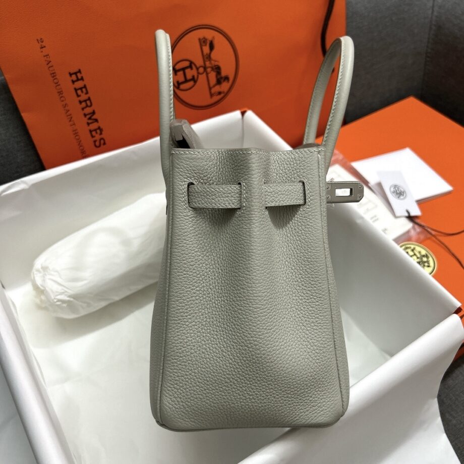 HermèS Birkin25 Pearl Gray Togo Cowhide Silver Hardware Hand-Stitched Birkin 25