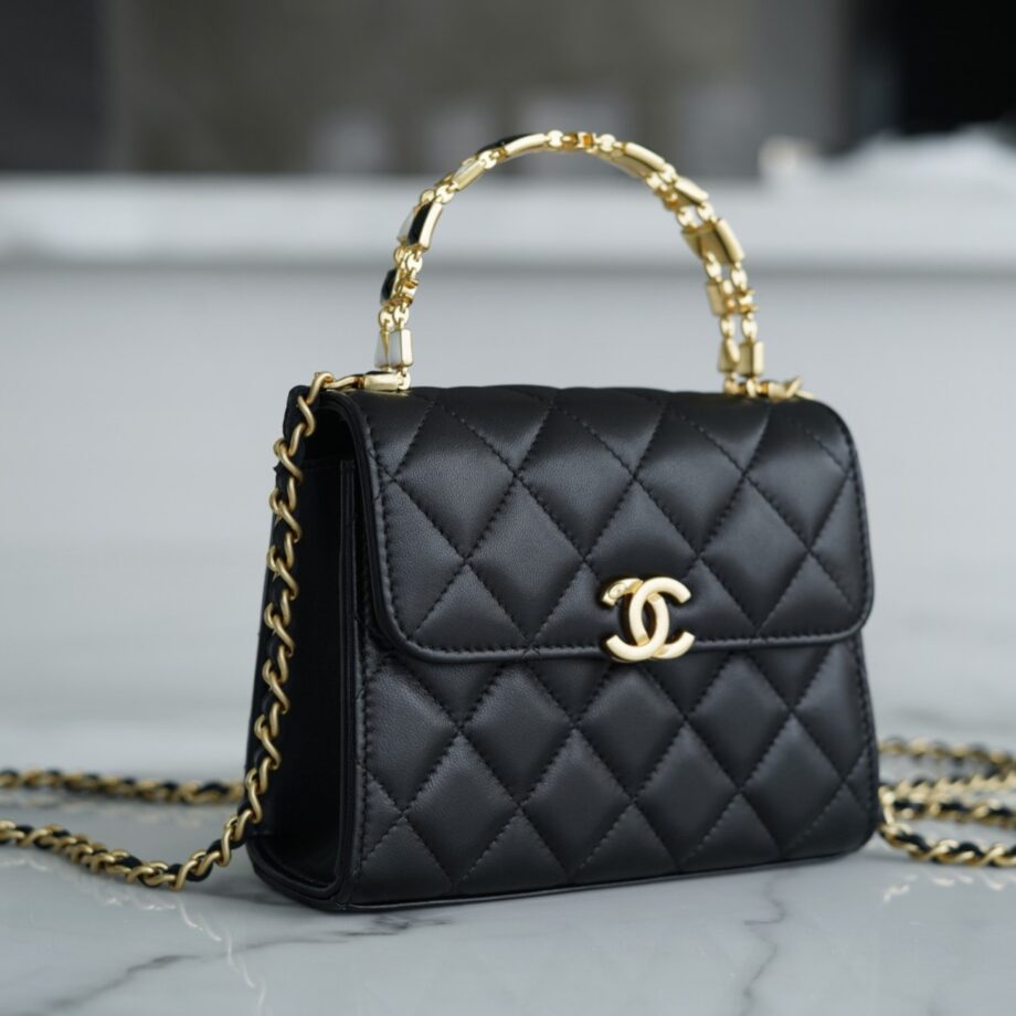 Chanel Black Medium Enamel Buckle Kelly Bag