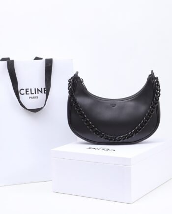 celine 199583 black medium ava chain in smooth calfskin handbag