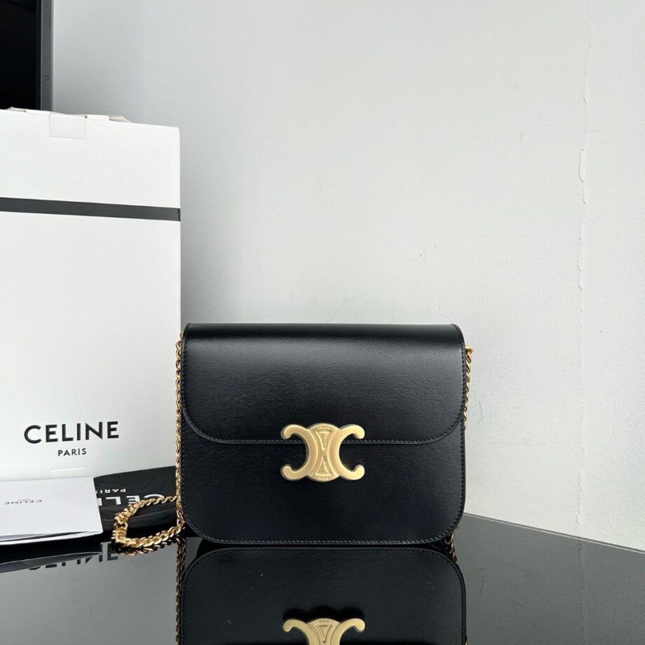 Celine 113583 College Triomphe Shiny Bag In Calfskin