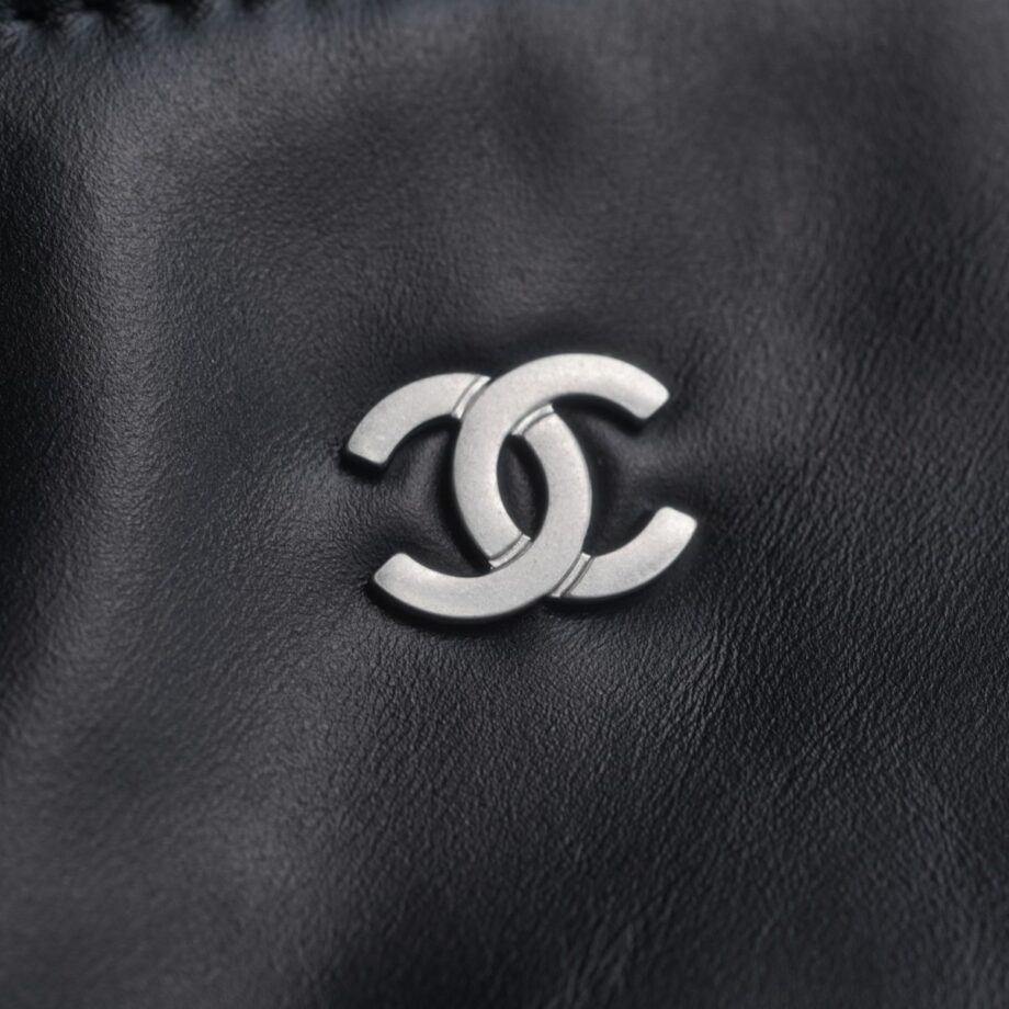 Chanel AS3260 Small Black Shiny Calfskin & Silver-Tone Metal Metal Chanel 22 Small Handbag