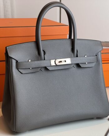 HermèS Birkin30 Tinware Gray Togo Leather Rose Gold Hardware Handmade Birkin30