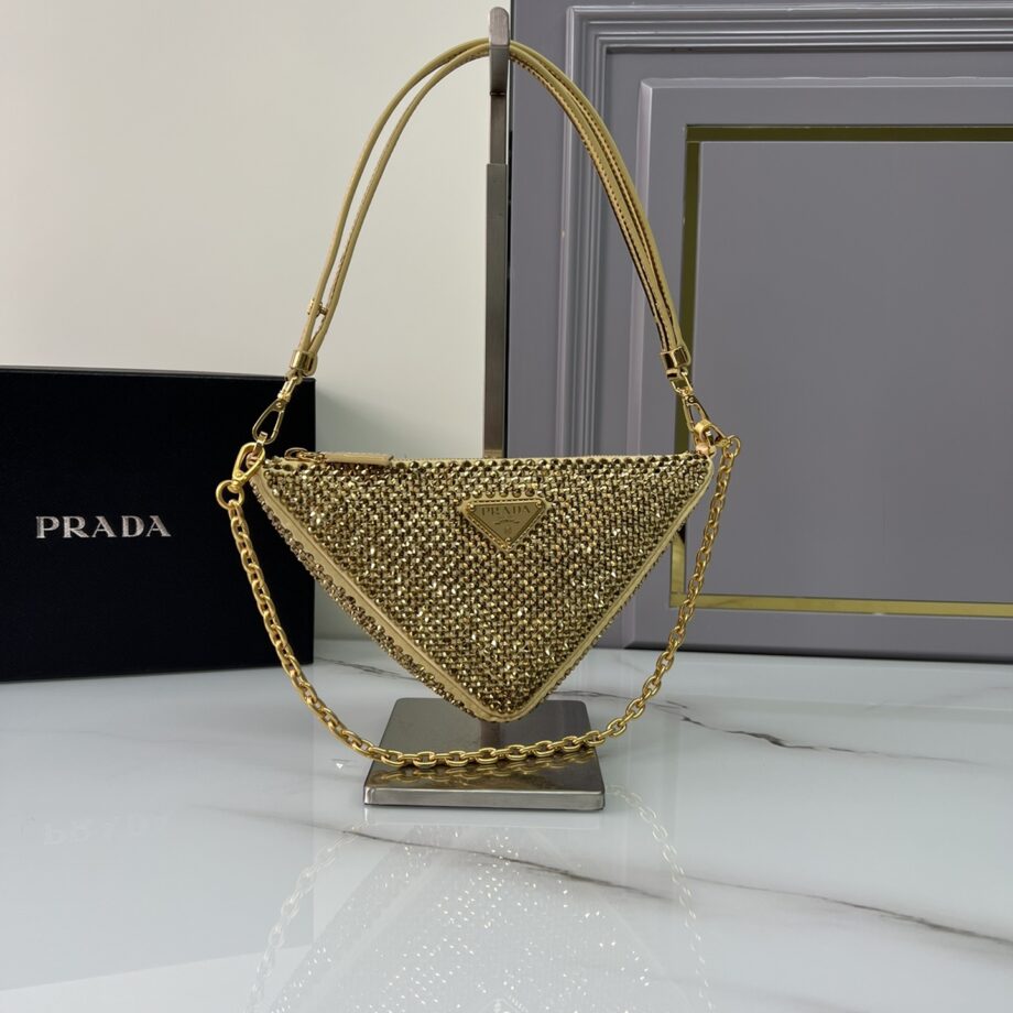 PRADA 1BC190 Prada Triangle Satin Mini-Bag With Crystals