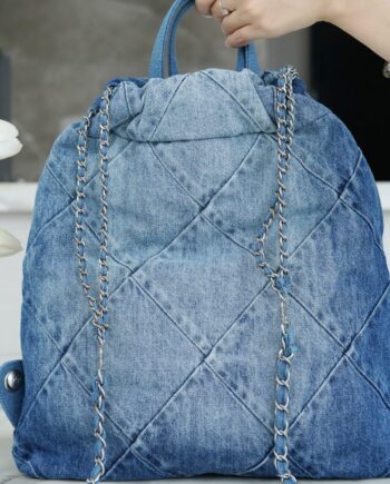 Chanel Denim Blue 23P Double Small Shoulder Back