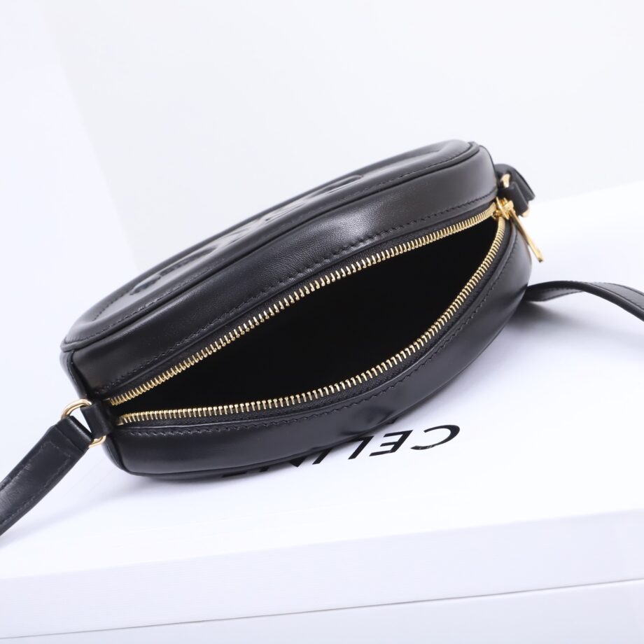 celine 101703 black crossbody oval purse cuir triomphe in smooth calfskin