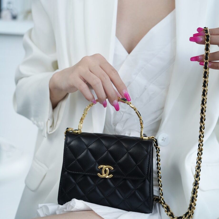 Chanel Black Medium Enamel Buckle Kelly Bag