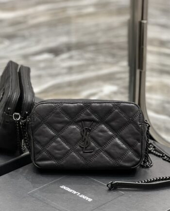 ysl beat diamond quilted double zip clutch