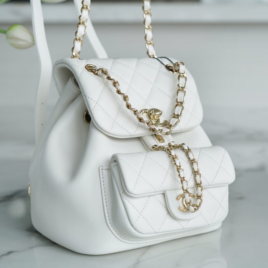 Chanel White Italian Gaiera Lambskin Duma Backpack