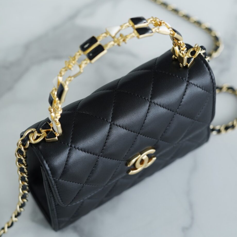 Chanel Black Medium Enamel Buckle Kelly Bag