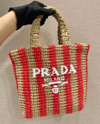 PRADA 1BG422 Raffia Small Size Tote Bag