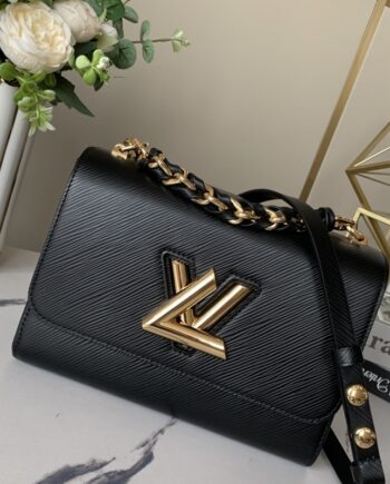 louis vuitton m21772 twist black chain bag flap bag