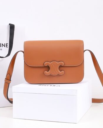 celine 199223 tan teen bag cuir triomphe in shiny calfskin