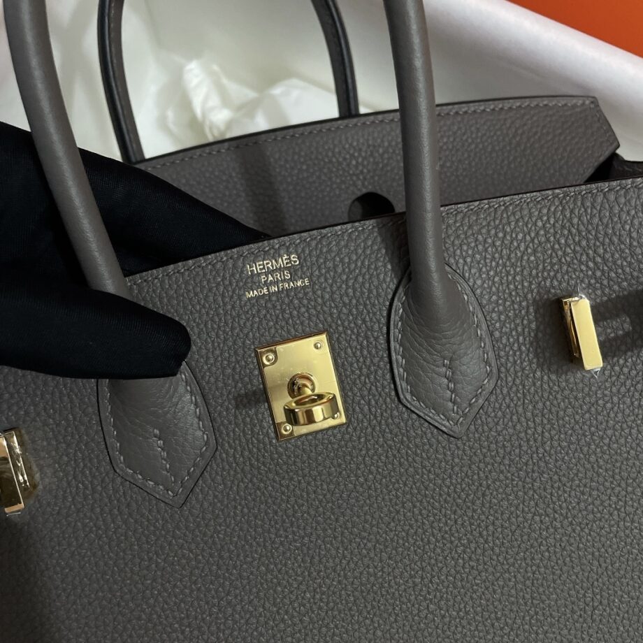 HermèS Birkin25 8F Gray Togo Leather Hand-Stitched Birkin 25