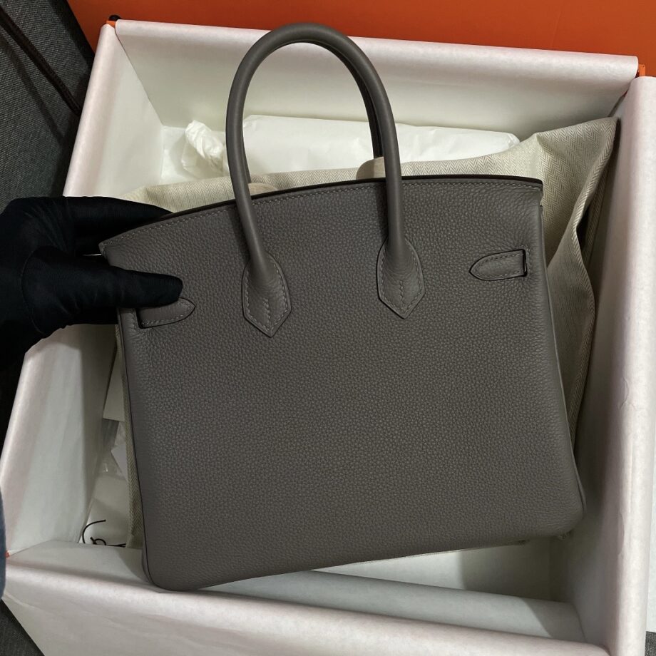 HermèS Birkin25 8F Gray Togo Leather Hand-Stitched Birkin 25