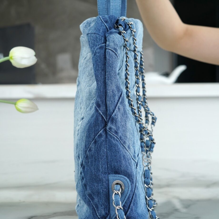 Chanel Denim Blue 23P Double Small Shoulder Back