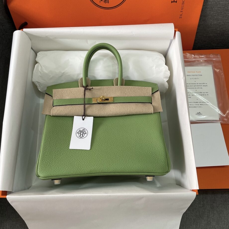 HermèS Birkin25 Avocado Green Togo Leather Hand-Stitched Birkin 25