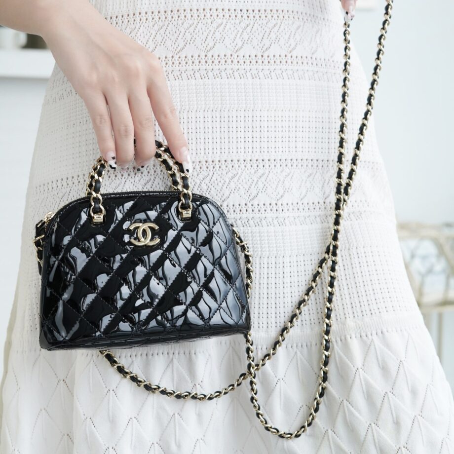 Chanel Black Small Patent Leather Alma Bag