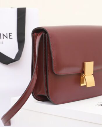 celine 189173 dark red tea classic bag in box calfskin