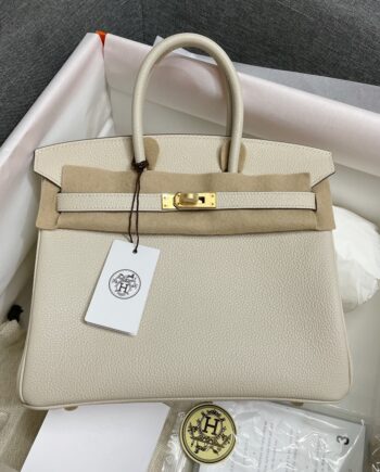 HermèS Birkin25 Milkshake White Togo Cowhide Handmade Sewing Birkin25