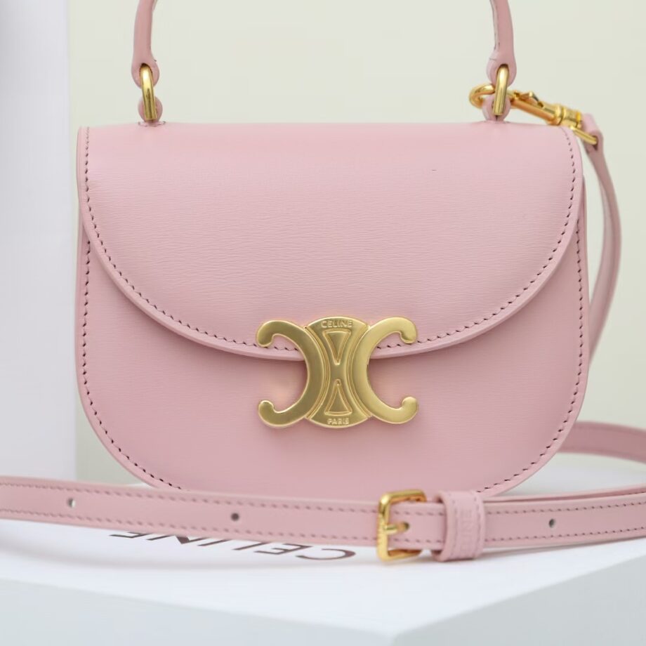 celine 10l063 pink mini besace triomphe saddle bag