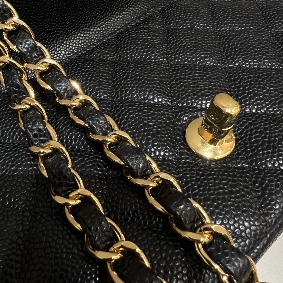 Chanel Classic Large Mini Black Grain Flap Bag