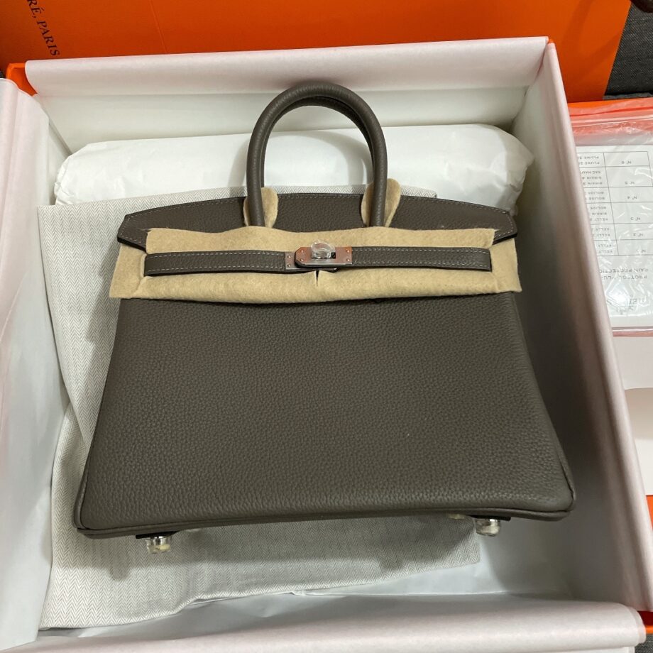 HermèS Gray Silver Hardware Togo Cowhide Handmade Sewing Birkin25