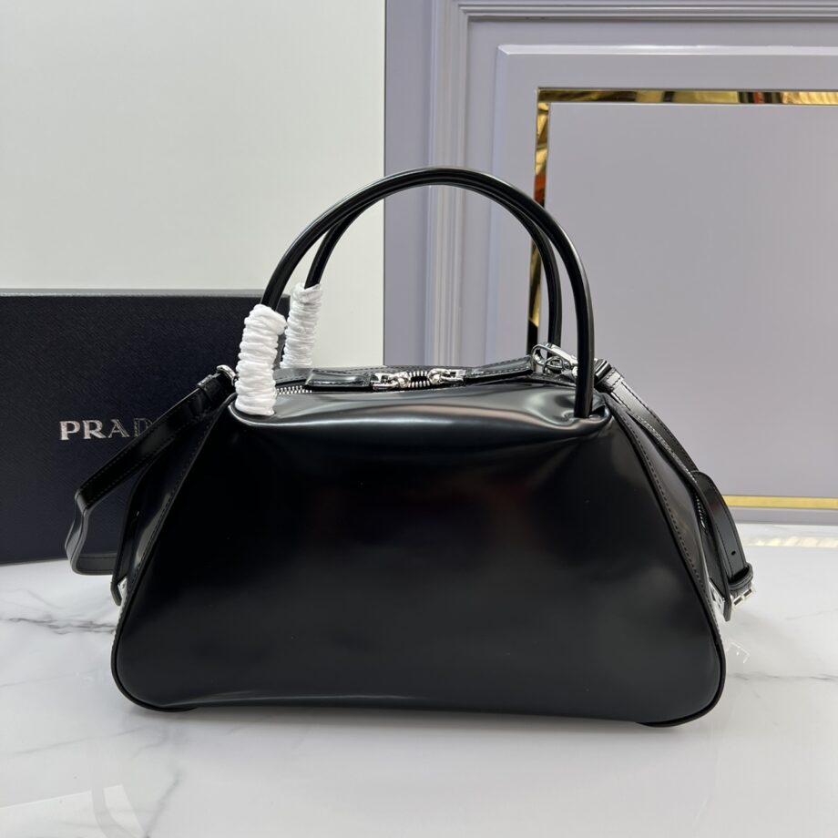 PRADA 1BA365 Black Medium Brushed Leather Prada Supernova Handbag