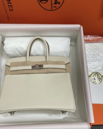 HermèS Birkin25 White Epsom Leather Silver Hardware Handmade Birkin25