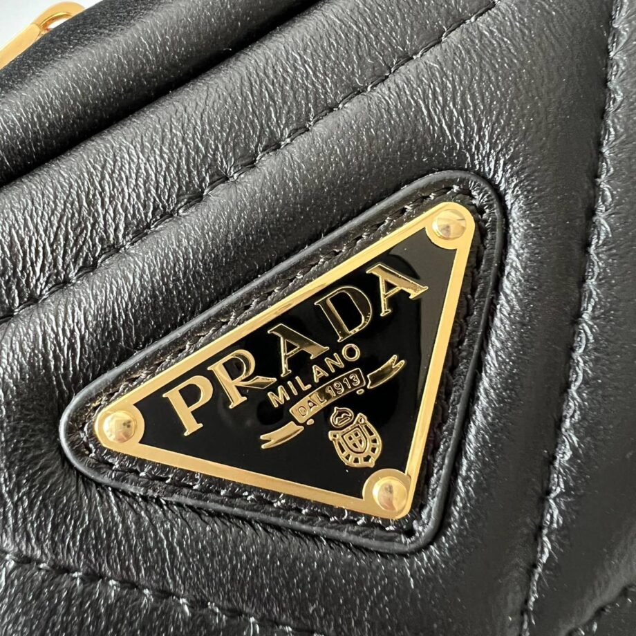 PRADA 1BH197 Black Quilted Leather Camera Bag