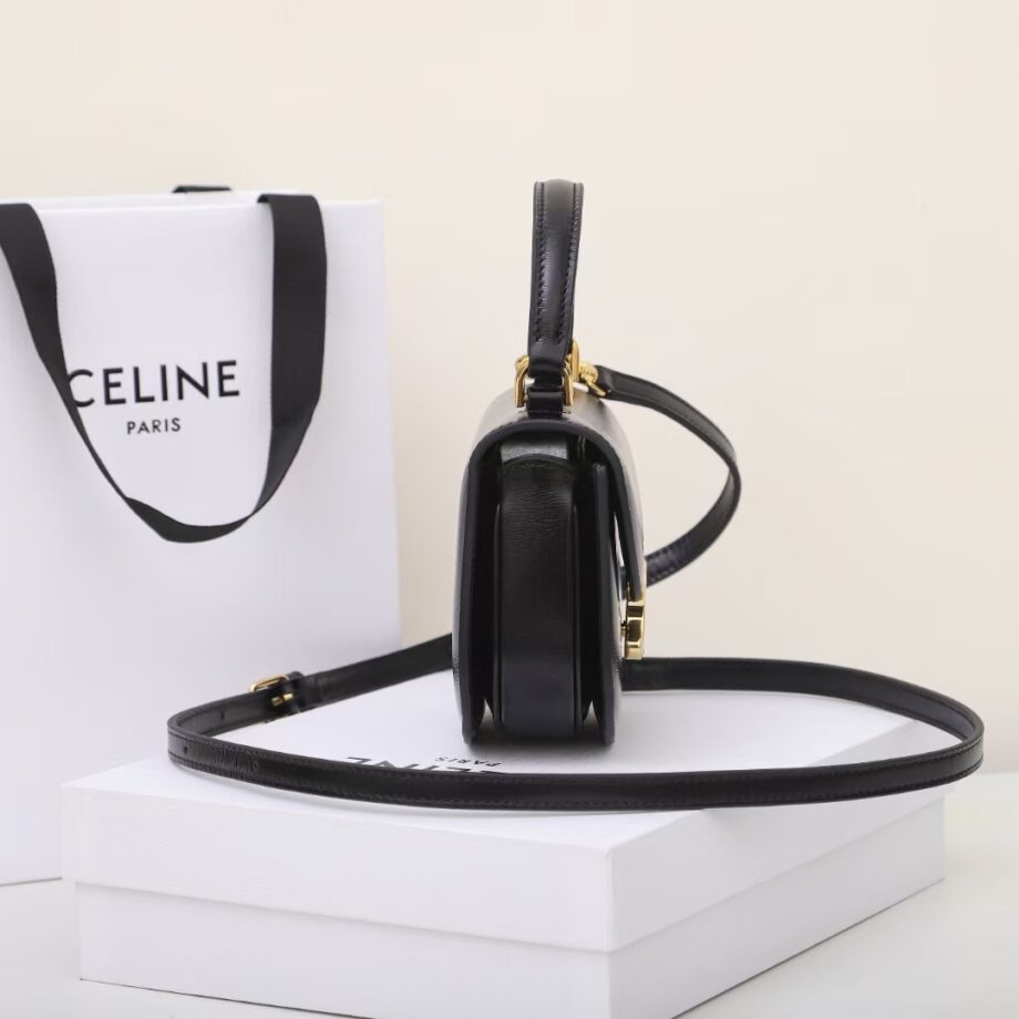 celine 10l063 black mini besace triomphe saddle bag