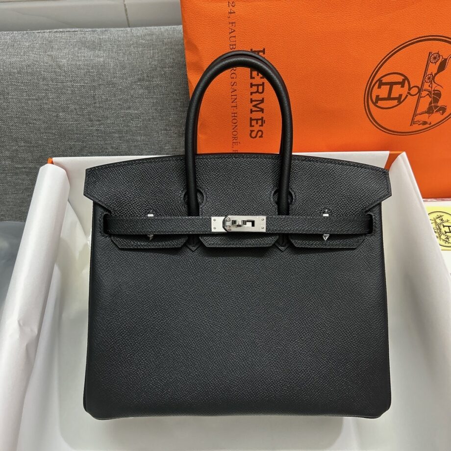 HermèS Birkin25 Black Epsom Leather Silver Hardware Handmade Birkin25