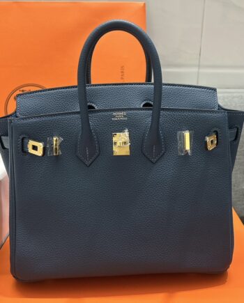 HermèS Birkin25 Deep Blue Togo Cowhide Handmade Sewing Birkin25