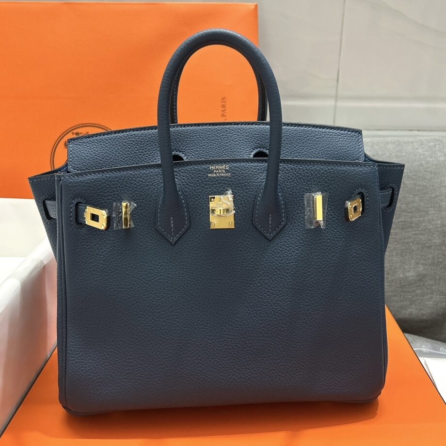 HermèS Birkin25 Deep Blue Togo Cowhide Handmade Sewing Birkin25