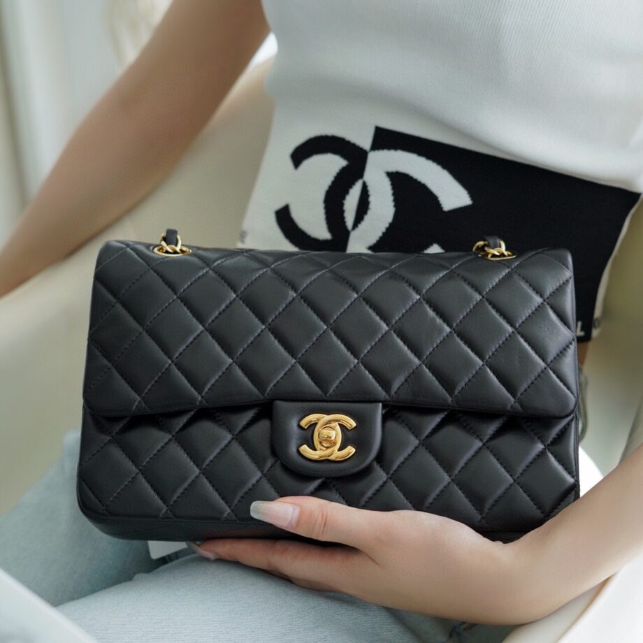 Chanel Black & Gold Hardware French Lambskin Classic Handbag