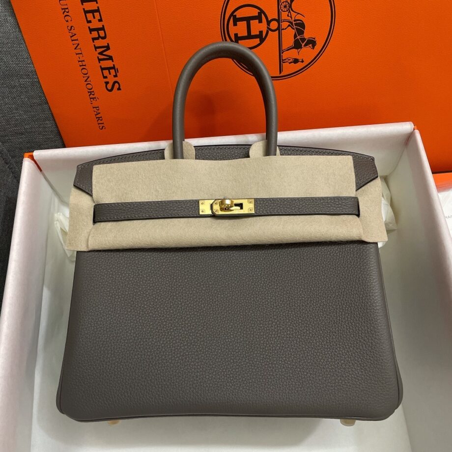 HermèS Birkin25 8F Gray Togo Leather Hand-Stitched Birkin 25