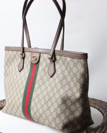 gucci 631685 advanced waterproof pvc with brown original cowhide shopping bag tote bag