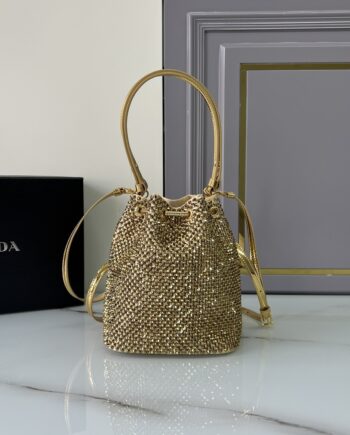 PRADA 1BE067 Yellow Satin Mini-Bag With Crystals