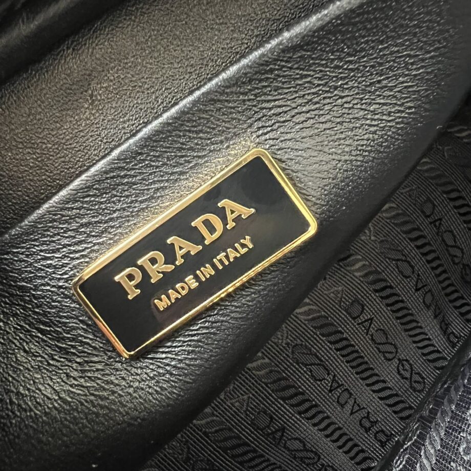 PRADA 1BH197 Black Quilted Leather Camera Bag