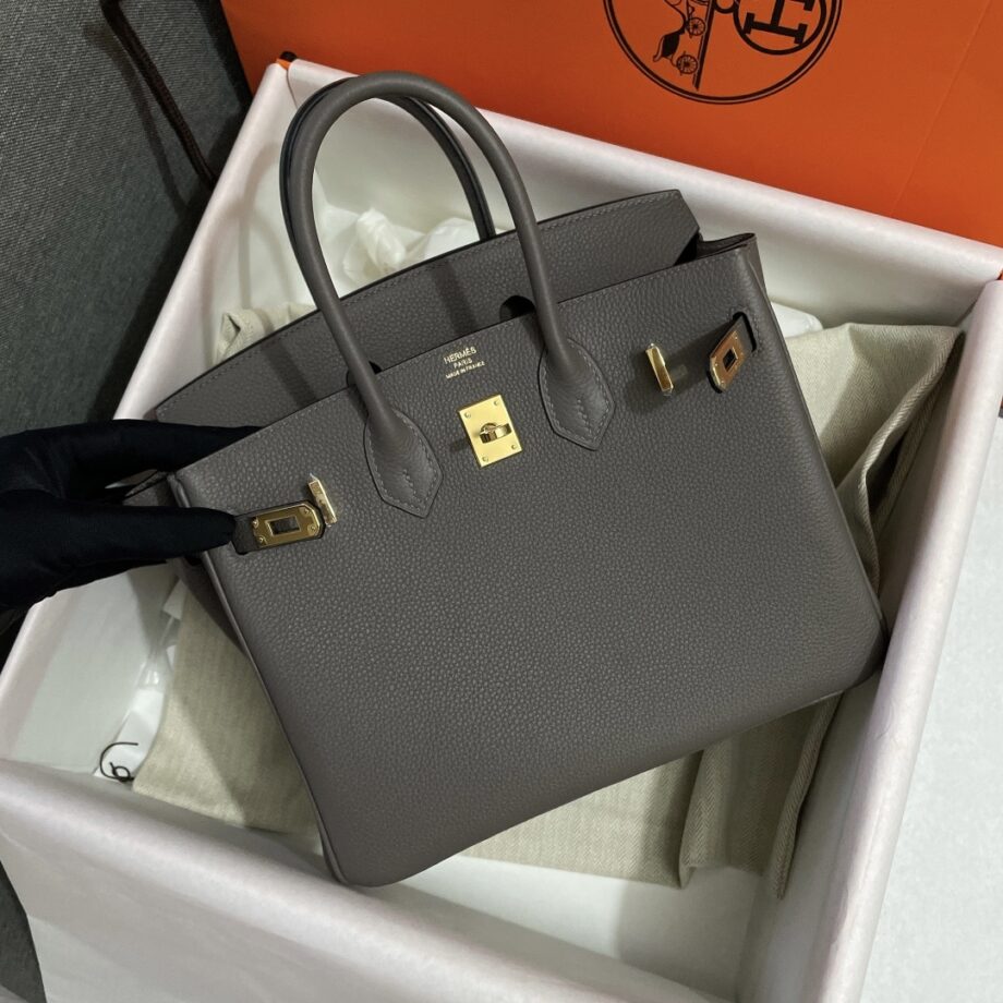 HermèS Birkin25 8F Gray Togo Leather Hand-Stitched Birkin 25