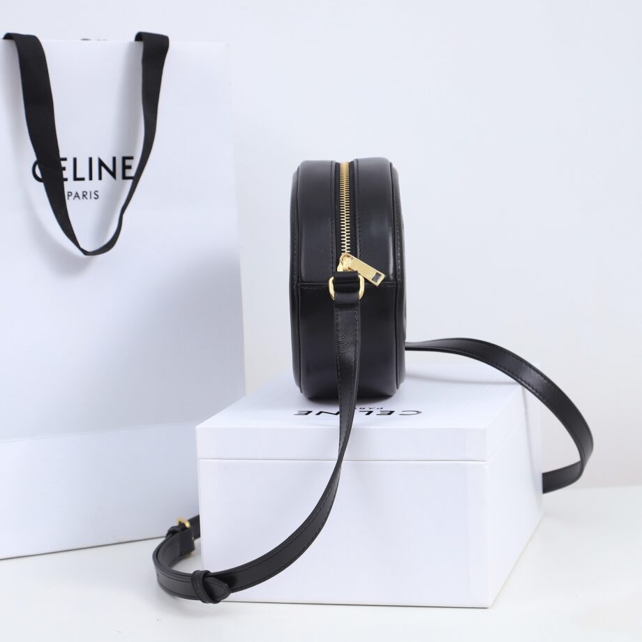 celine 198603 black oval bag cuir triomphe in smooth calfskin