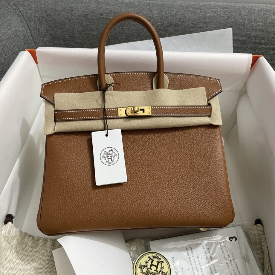 HermèS Birkin 25 Brown Togo Leather Hand-Stitched Birkin 25