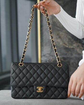 Chanel Black & Gold Metal France Haas Factory Grained Calfskin Classic Handbag